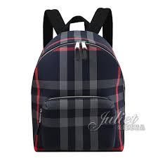 Burberry 中性深蓝色棉质格纹可调节肩带背包 80840571